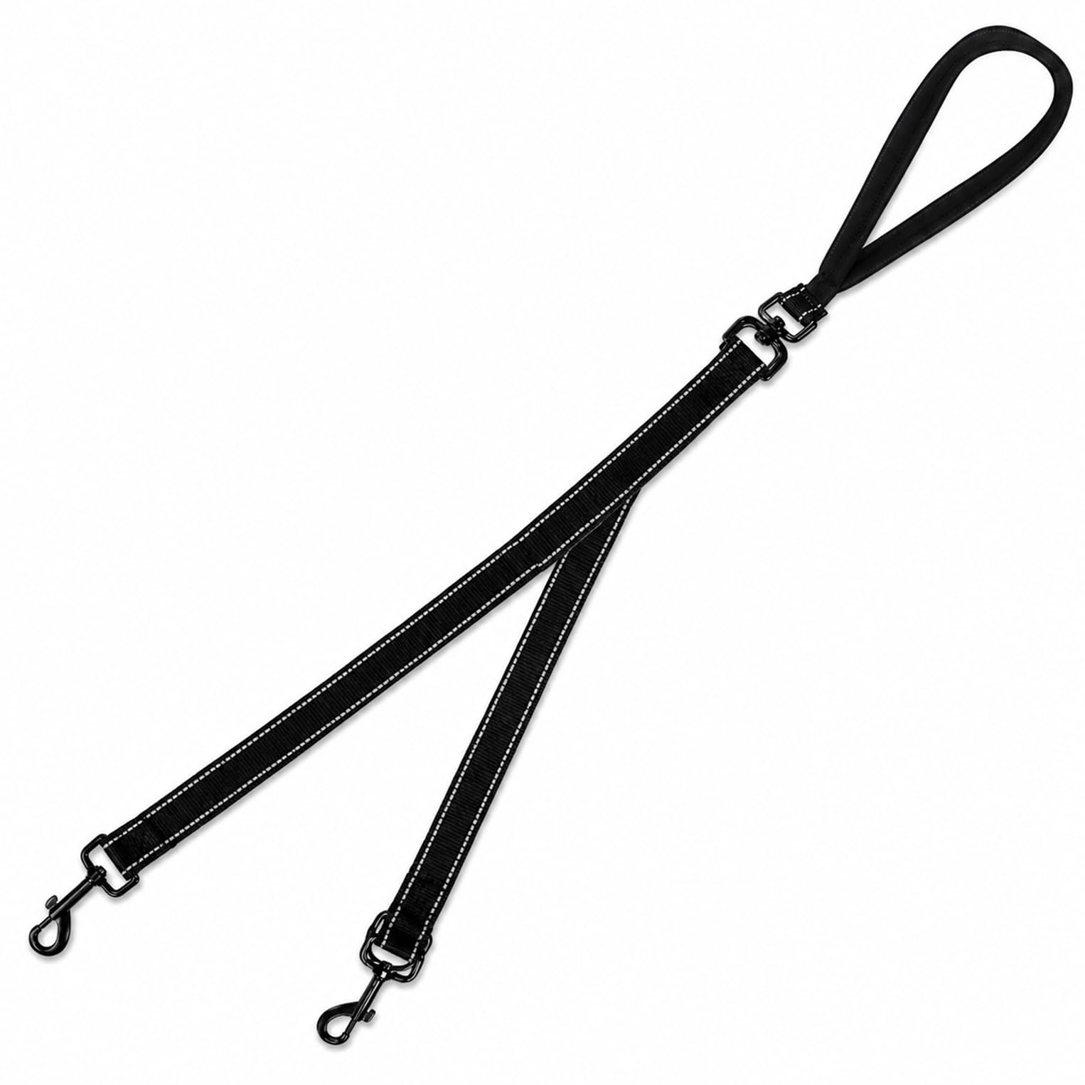 Double Ended Dog Lead Anti Pull No Tangle Reflective 1.2m Black