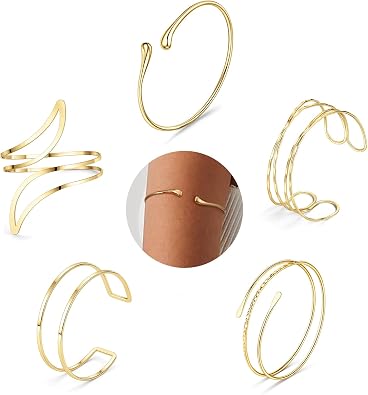 Giovanchi 5 Pieces Arm Cuff Upper Arm Band Cuff Bracelets for Women Adjustable Armband Set