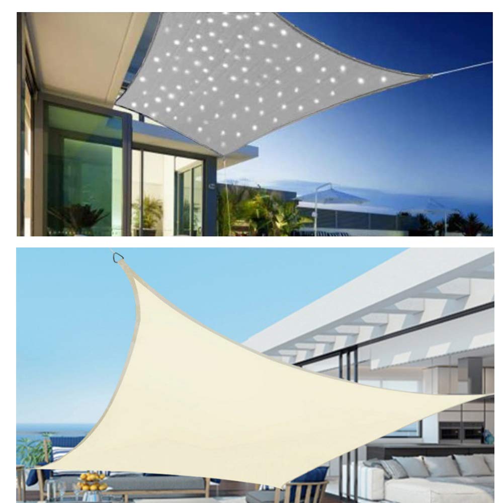 HOXMOMA Sonnensegel mit LED-Leuchten, Sonnensegel Wasserdicht, Rechteckig Sonnensegel, Sonnenschutz Balkon Hergestellt aus hochwertigem Polyester, für Garten/Balkon/Terrasse, Beige,Beige,3×4m Garten