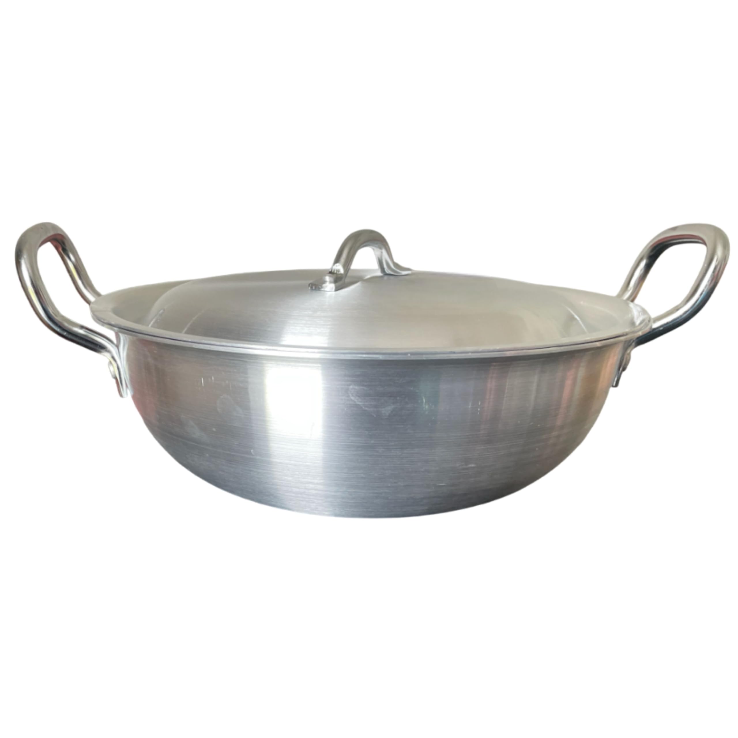 Reldor Aluminium 22 cm Kadai Wok with Lid & Handle | Deep Kadhai with Heavy Base for Cooking | Gas Compatible Cookware | Even Heat Distribution | Easy to Clean | Deep Frying Pan