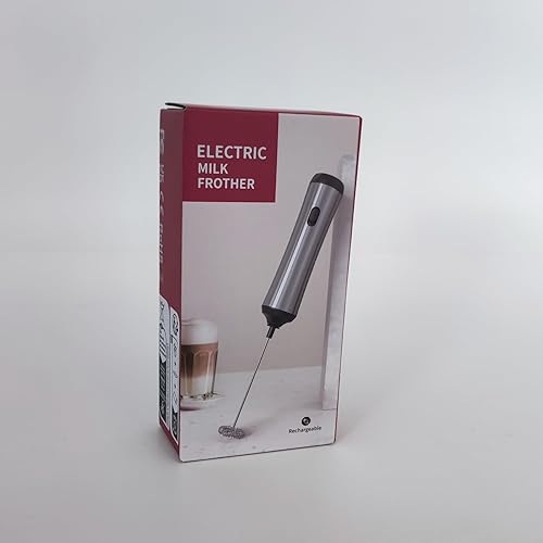 Miniatura 7 de Espumador de leche de mano, máquina de espuma eléctrica con batidor de acero inoxidable, mezclador de bebidas recargable con cable USB para café,