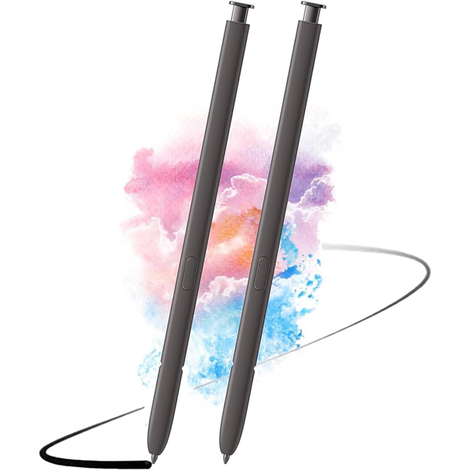 Paquete de 2 lápices Galaxy S24 Ultra S Pen (sin Bluetooth) para 2 bolígrafos Samsung Galaxy S24 Ultra S Pen (Negro)