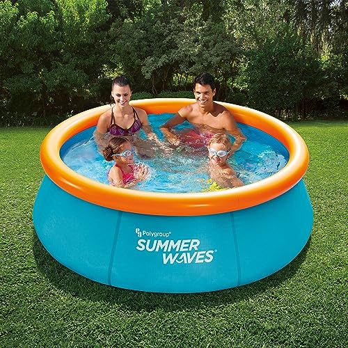 Summer Waves Pool, Aufblasbarer Abnehmbarer Pool, Familienpool, Gartenpool, 3D-Rundpool, Inklusive 2 Schwimmbrille, 2,44 M x 76 cm