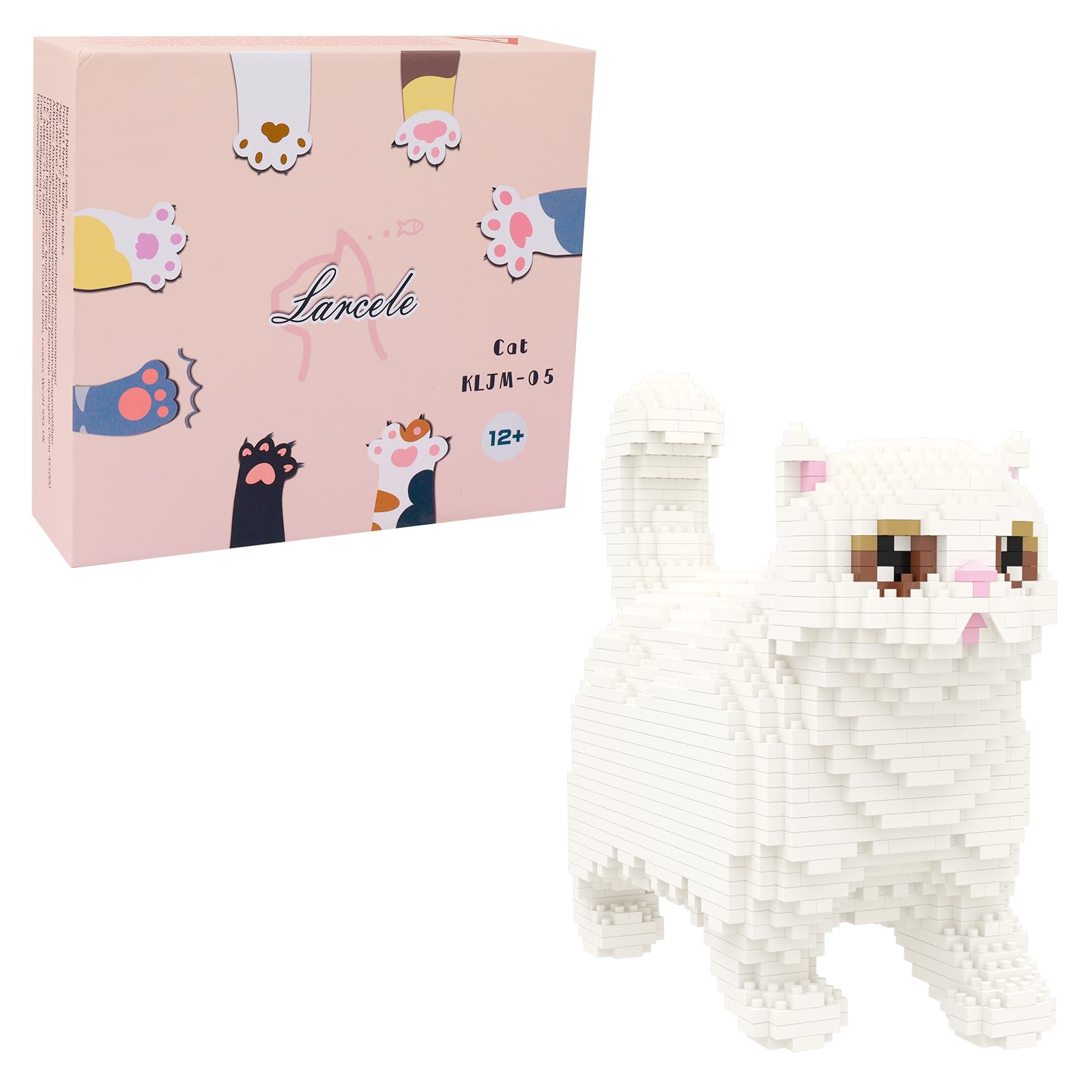 Larcele Cat Micro Building Blocks Animal Set, DIY Mini 3D Building Toy Bricks Kit,1196 Pieces KLJM-05 (Persian Cat)