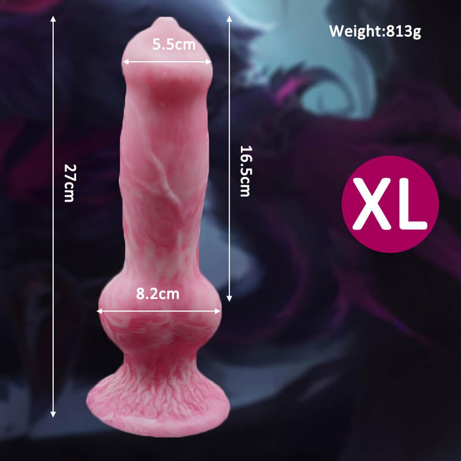 AMAZBEE Gode en Silicone avec Ventouse Bite de Chien Loup Réaliste pour Stretching Jeu Anal Grand Gode Animal Monstre Texturé pour Femmes Hommes (XL)