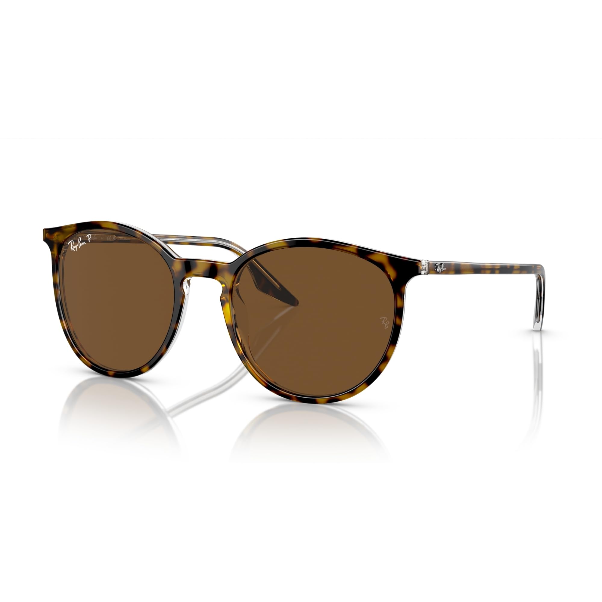 Ray-​Ban Occhiali da sole rotondi Rb2204, Havana On Trasparente/​Marrone Polarizzato, 54 mm