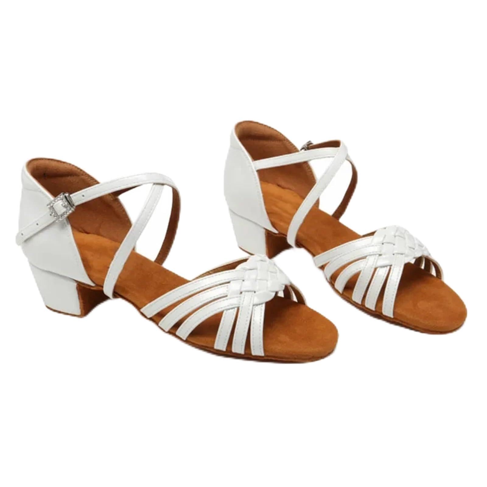 Scarpe da Ballo Sala for Bambine in Pelle Bianca con Tacco Basso, Donna e Uomo, Scarpe Latino-Americane, Professionali for Bambini(White,38)