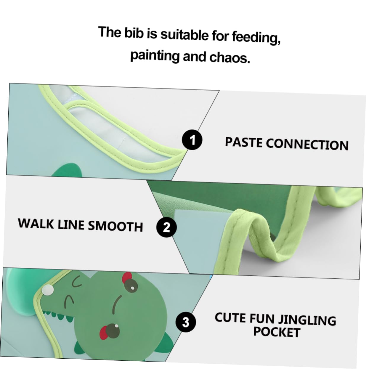 Abaodam 3piezas Babero De Manga Diseño De Dibujos Animados y Bolsillo Delantal Para Comida De Protección De Ropa y Limpieza