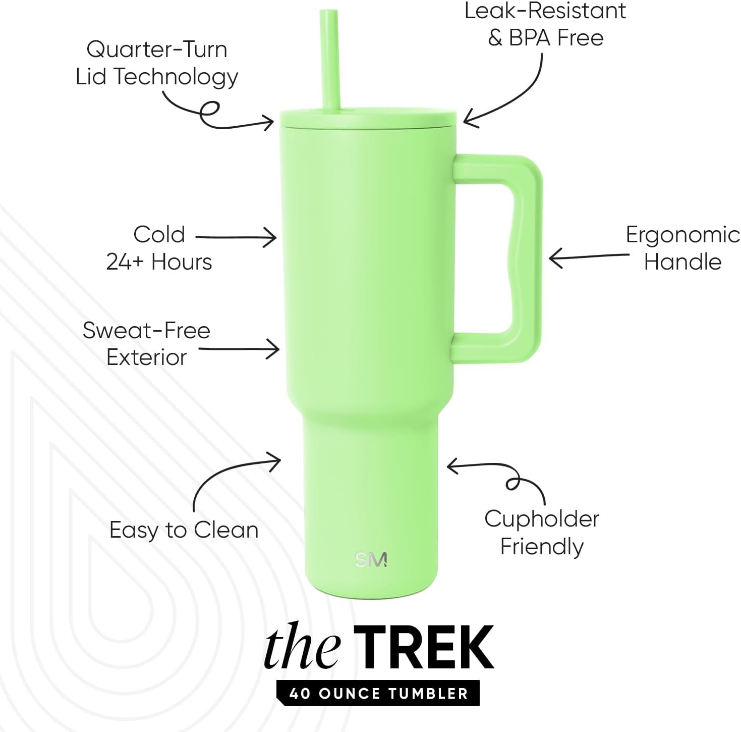 Simple Modern 40 oz Trek Tumbler with Handle and Straw Lid | Cup Holder Friendly Insulated Stainless Steel Travel Mug | Baja - Image 2