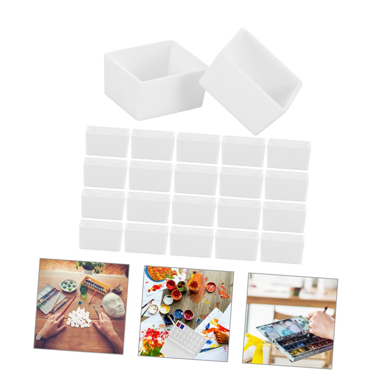 HOMSFOU 5 Ensembles Palette De Pigments Aquarelle Pots De Peinture Aquarelle Palette De Peinture Demi-Godets De Peinture Demi-Godets D' À Faire 75 pièces * 5