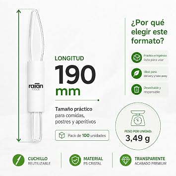 raian Disposable Plastic Knives Reusable Transparent 100pcs