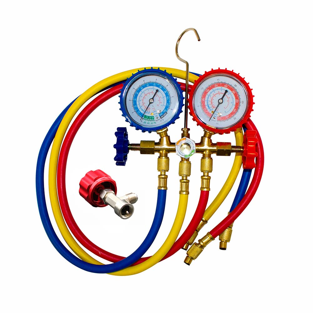 Todoelectrico Juego Manómetros más llave de paso para Gasica carga Gas R410,R404, R32 800PSI 55 BAR para aire acondicionado