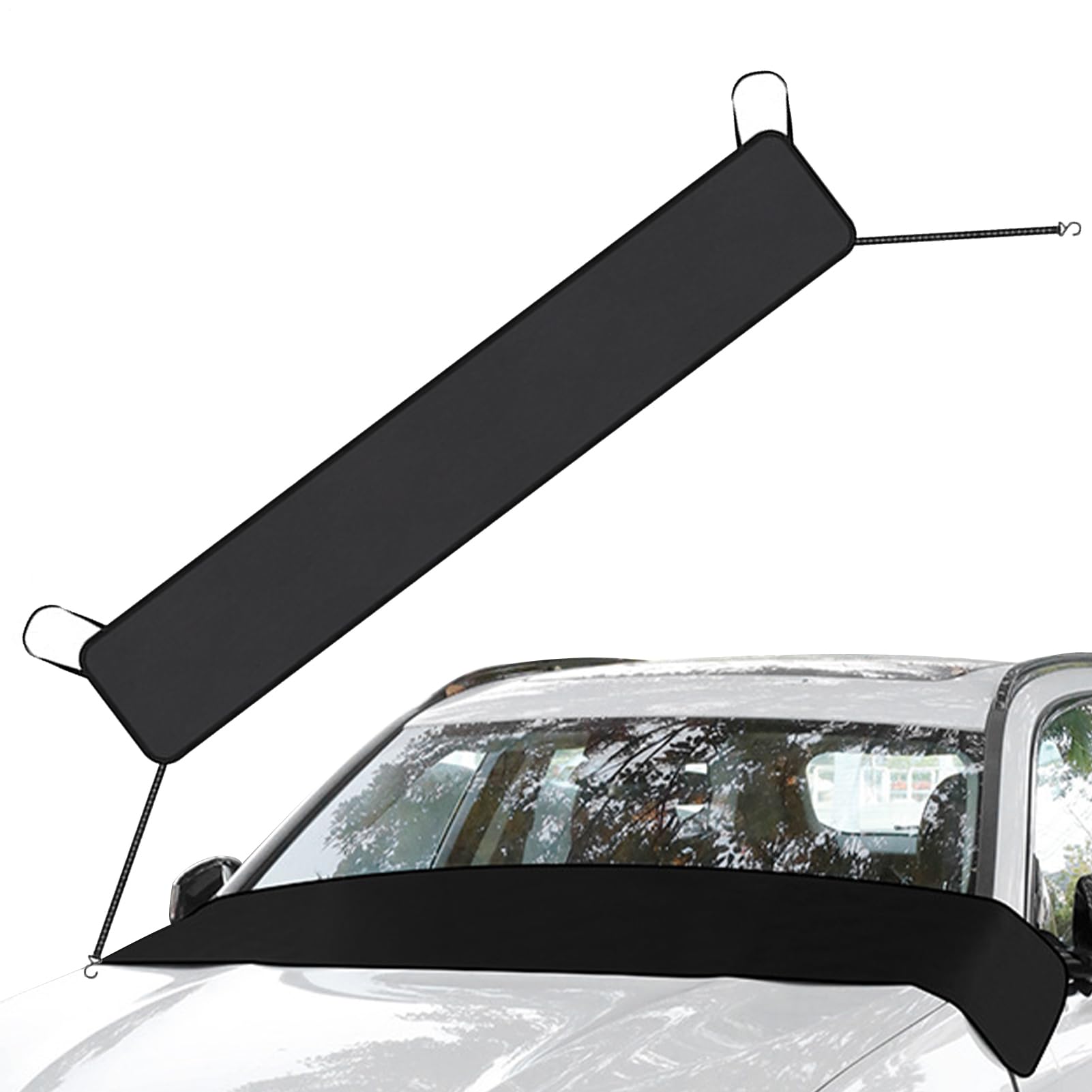 Car Windshield Cover, Car Front Rain Blocking Shade, Waterproof Automotive Dust and Leaf Guard, Sturdy Vehicle Accesorries for Sun, Snow, Weather Protection, Outdoor Parking, Black