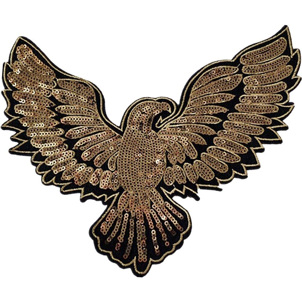 Casiler As Shown Sequin Eagle Patches Iron On And Sew On Patches Applique Animal Clothing Badge For Hat Clothing Decoration