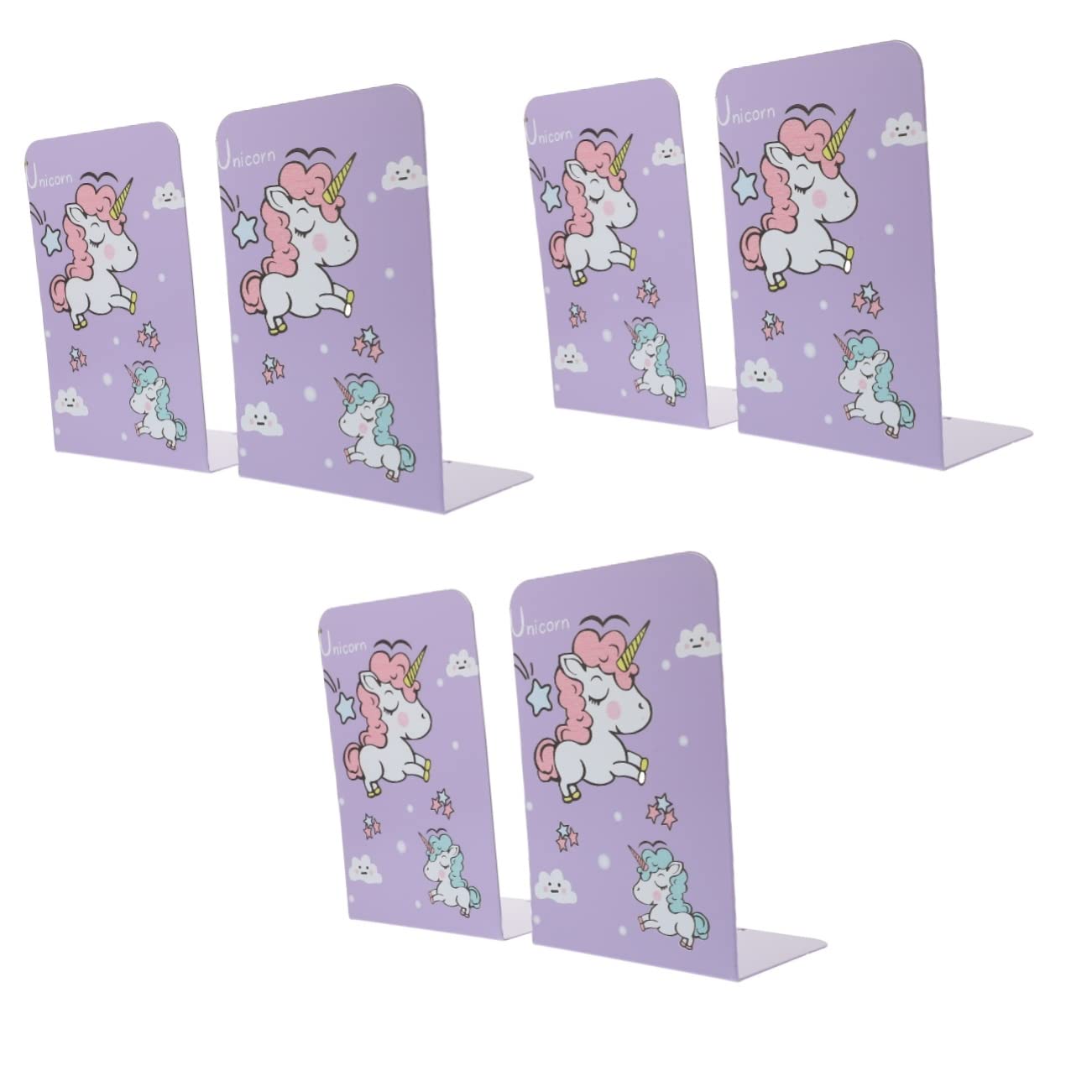 Alipis 3 Pares sujetalibros de Dibujos Animados Bookshelf Book Holder Book Shelf portalibros Plegable Corbata Shuli Libro de niños Organizador alumno Estante para Libros Planchar Púrpura