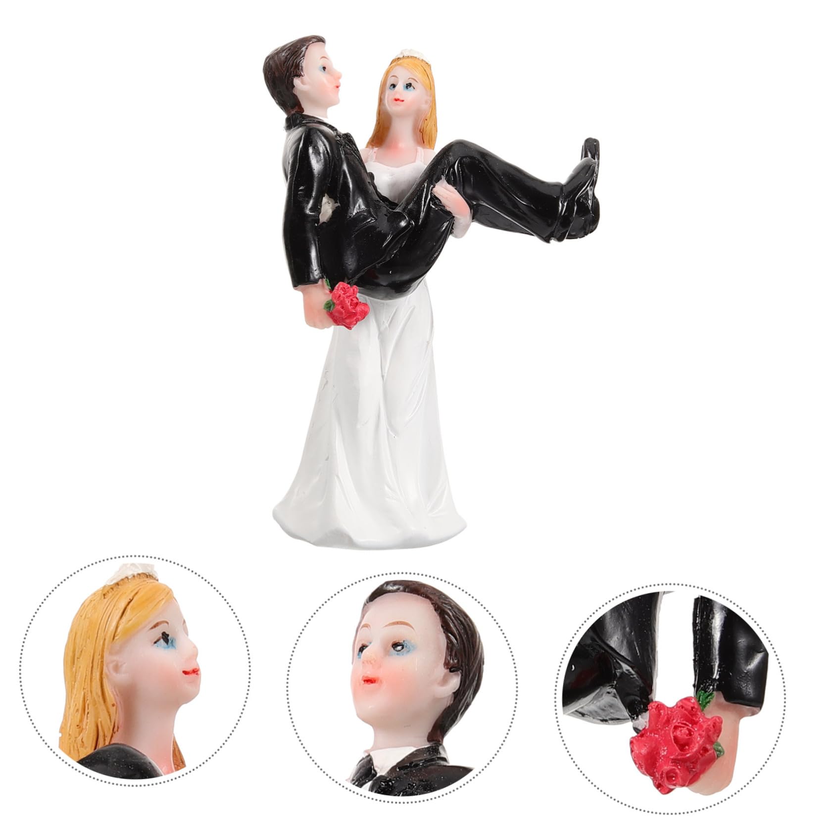 2stücke Braut Und Bräutigam Resin Statue Hochzeitsfigur Für Kuchen-Dekoration Romantisches Hochzeitsgeschenk Witziger Tortenaufsatz Schwarz-weiße Hochzeitspaar-Figurine