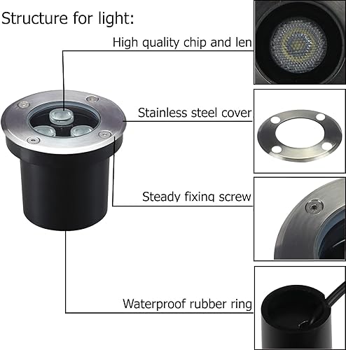 Miniatura 3 de Luces LED para exteriores de 3 W, voltaje de línea de 110 V 120 V, iluminación de paisaje en tierra exterior, blanco de alto brillo 6500 K, luz de