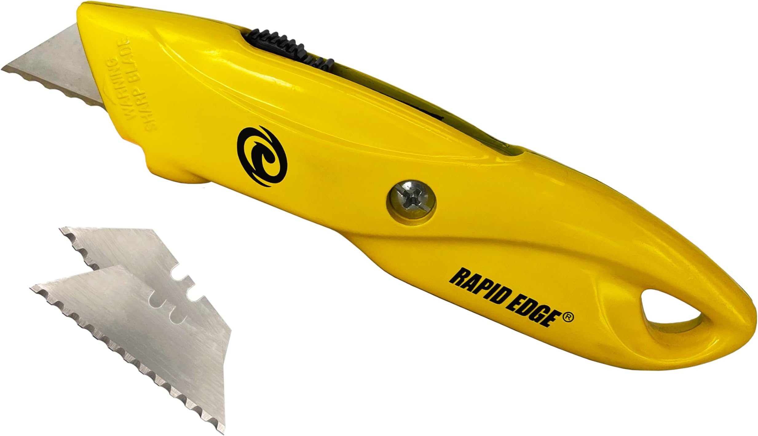 - Heavy-Duty Die-Cast Utility Knife with LED Safety Light and 3 Rapid Edge Serrated Razor Knife Blades (1 Pack)