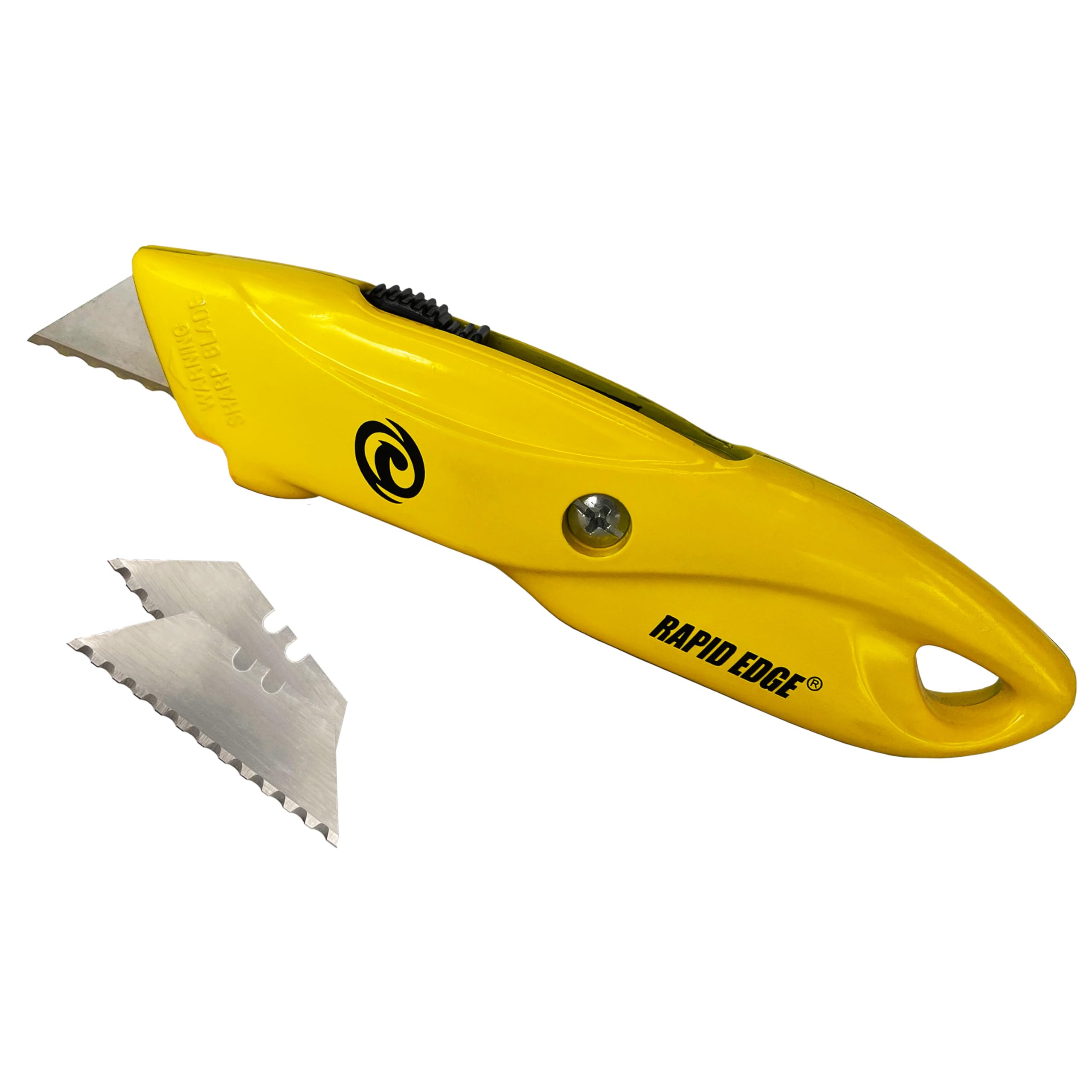 Heavy-Duty Die-Cast Utility Knife with LED Safety Light and 3 Rapid Edge Serrated Razor Knife Blades (1 Pack)