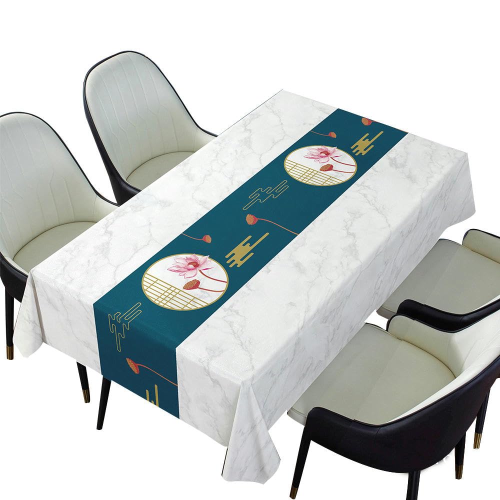 Nappe en PVC rectangulaire fleurie 140-220 cm pour grande table à manger