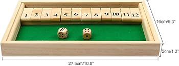 Kitchnexus Deluxe 2 giocatori Shut The Box Gioco di dadi in legno Gioco Classico Gioco Dadi Board Giocattoli (Verde