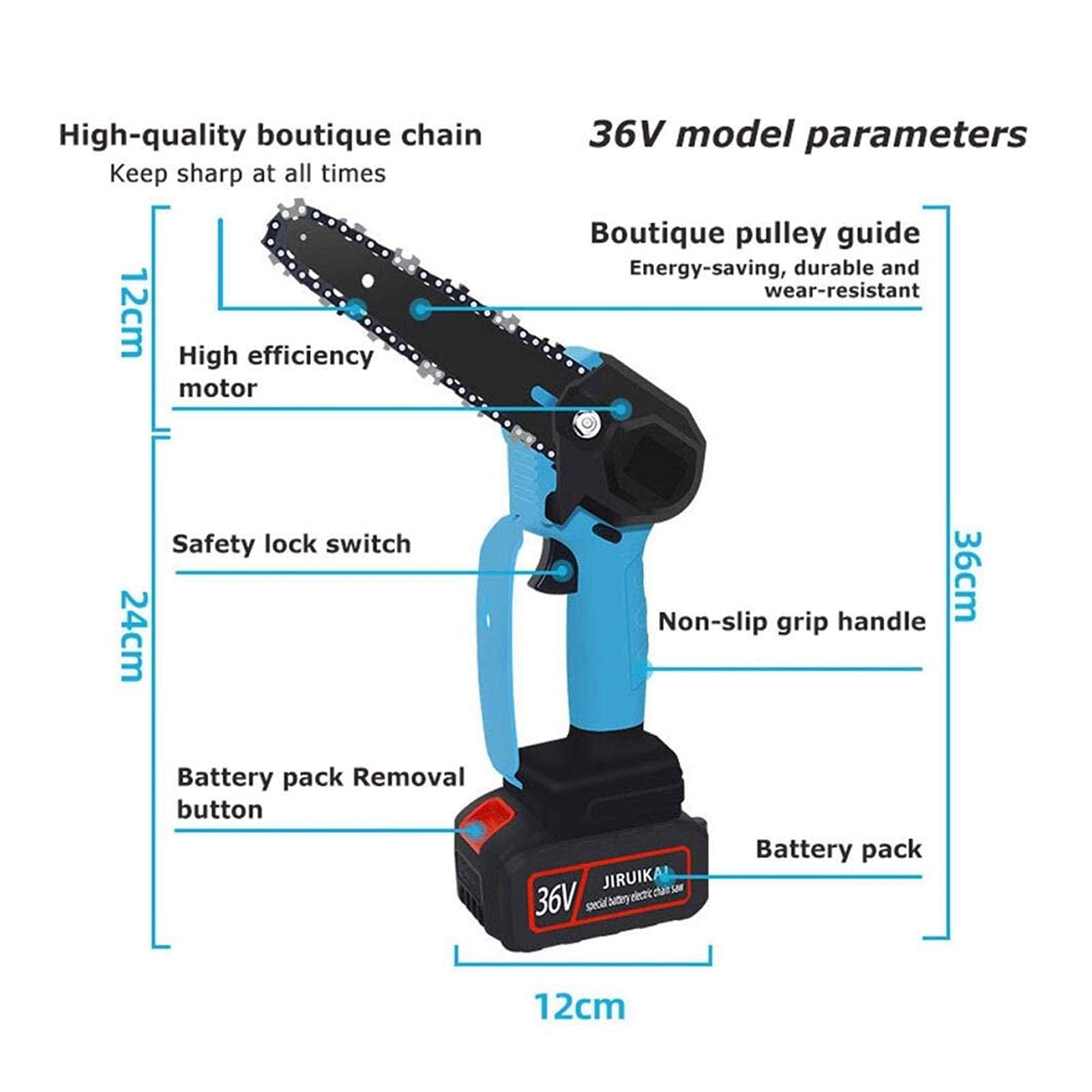 Sierras de cadena eléctricas Cadena de motosierra portátil de mano Tabla antisalpicaduras Una mano 1 kg Tijeras de podar livianas para jardín Rama de árbol Corte de madera Rama de árbol Podadora Herra