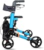 Folding Walking Frame, Walker with Seat for Elderly - Easy Folding Senior Walker with Padded Backrest - Lightweight Mobility Walking Aid for Adult Elderly, Aluminum Frame