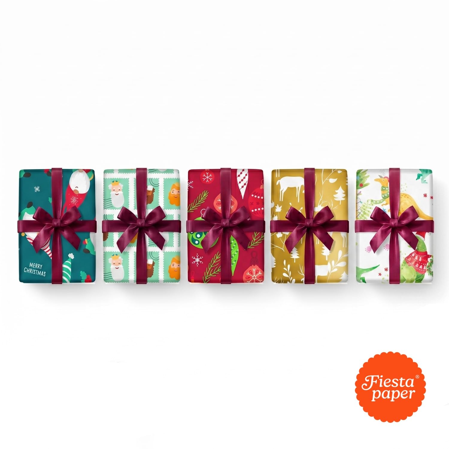 Packung mit 50 Rollen Geschenkpapier Weihnachten B 2 m x 70 cm, Präsentationsbox, festliches Design, Weihnachtsgeschenke, Geschäfte FP Fiesta Paper