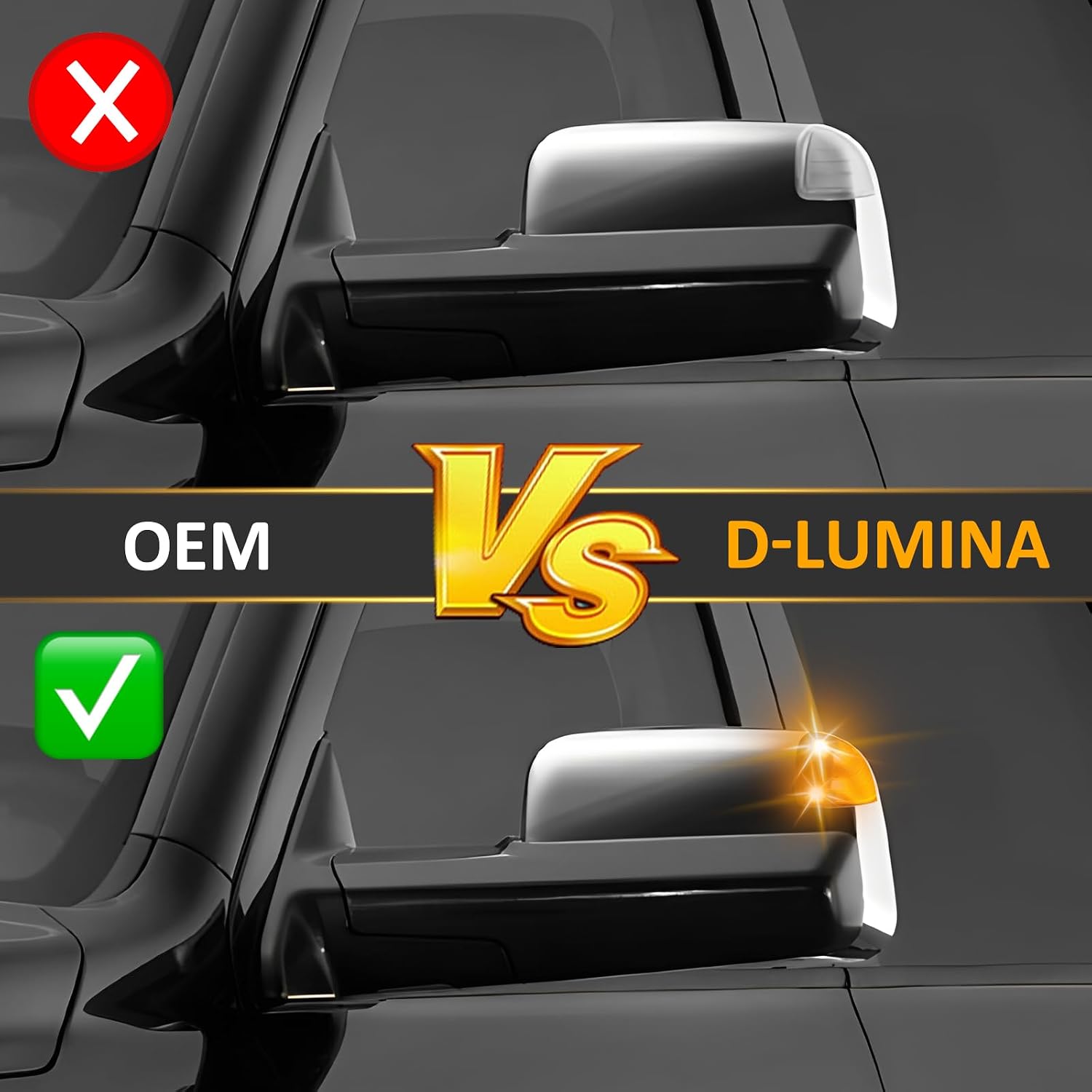D-Lumina LED Side Mirror Lights for 2010-2018 Do-dge Ram 1500 2500 3500 4500 5500, Mirror Turn Signal Lights Clear Lens Replacement Left and Right for 68302828AA 68302829AA, Pack of 2
