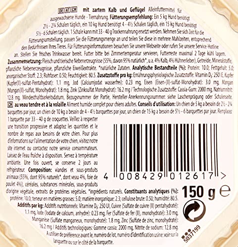 Cesar Hundefutter Nassfutter Klassiker mit zartem Kalb und Geflügel, 14 Schalen (14 x 150g) (Packung mit 4)