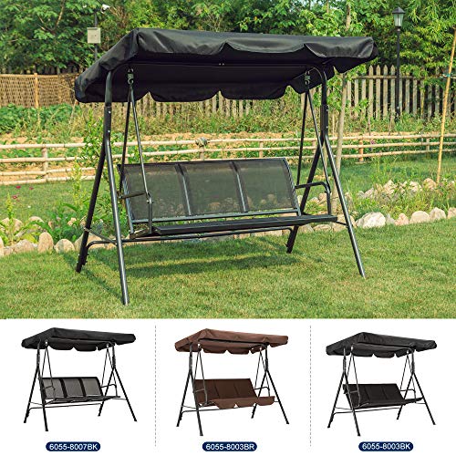 MCombo 3-Sitzer Hollywoodschaukel Gartenschaukel Gartenliege Schaukelbank 8003 (Schwarz) - 4