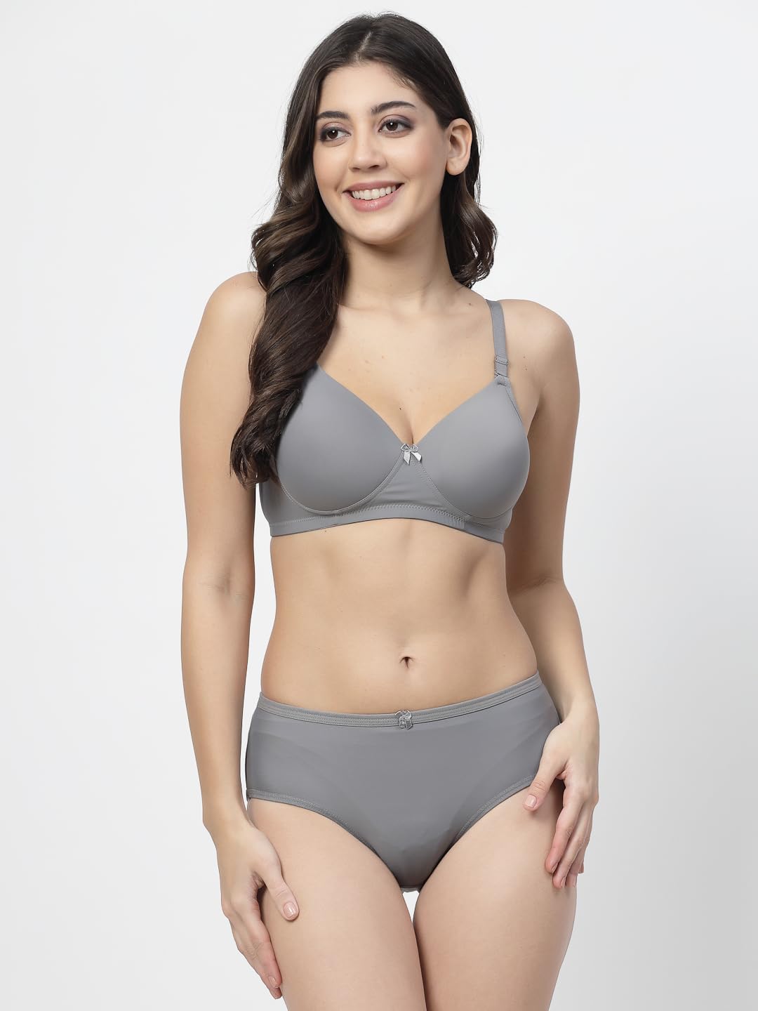 college girl Maroon Seamless Padded Bra and Panty Set (PolyPadPlainSet-206)-picture-52