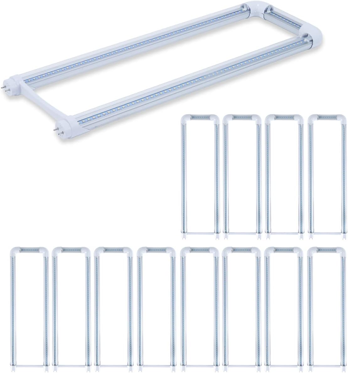 12-Pack T8 U Bend LED Tube Light 2FT 24W (60W Equivalent) U Shaped Bulb 6000K Daylight White 2640lm for Fluorescent Replacement, Dual-End Powered