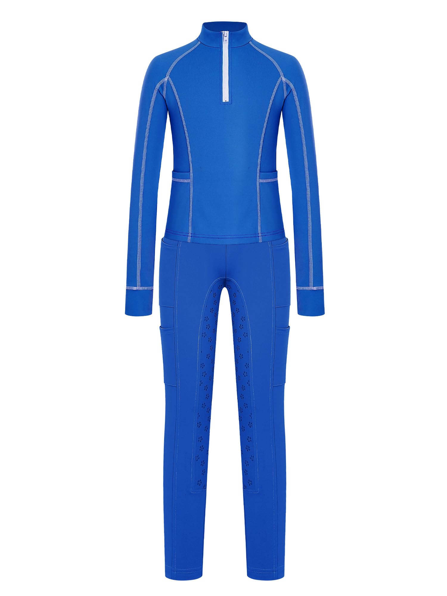 iiniim Completo Sportivo Bambina Completo Palestra Bambina Anni Leggings L'Equitazione Abbigliamento Equitazione Bambine Fitness Blu 7-8 anni