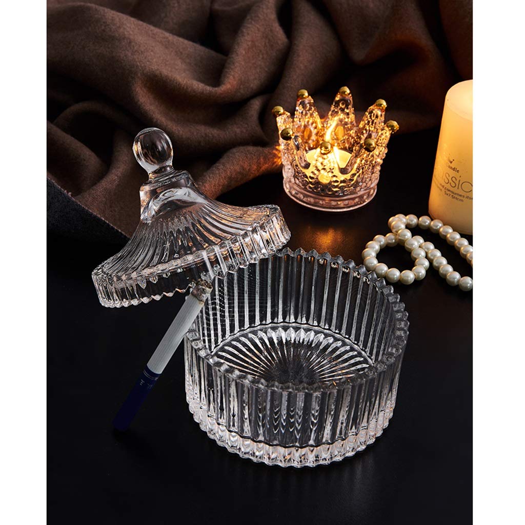 水晶の灰皿 Amazon.co.jp: 女性のための蓋付きのミニかわいいクリスタル灰皿、ホ