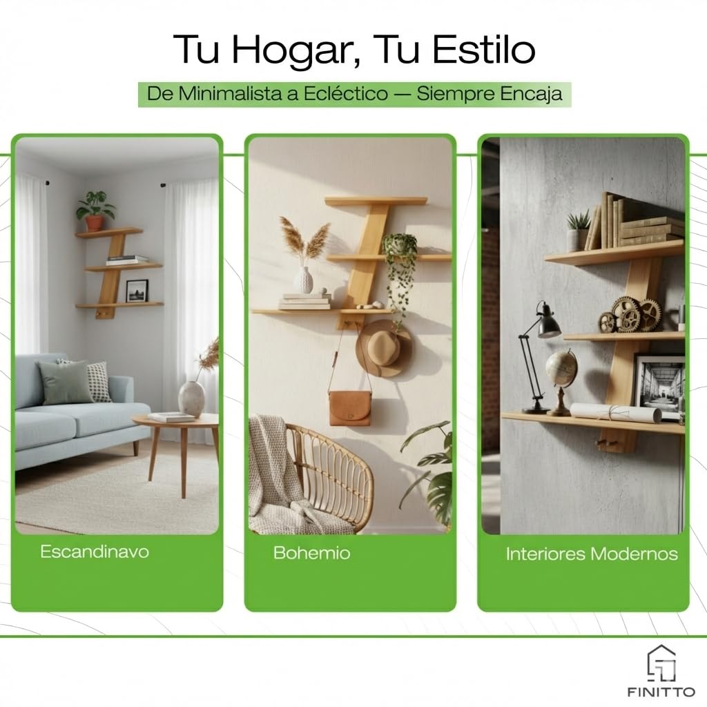 Luce Estantería Pared Madera Pino Maciza (58x58cm) | Incluye Nivel | Balda Flotante Modular con Ganchos Latón para Recibidor y Baño | Estructura Robusta para Libros y Decoración