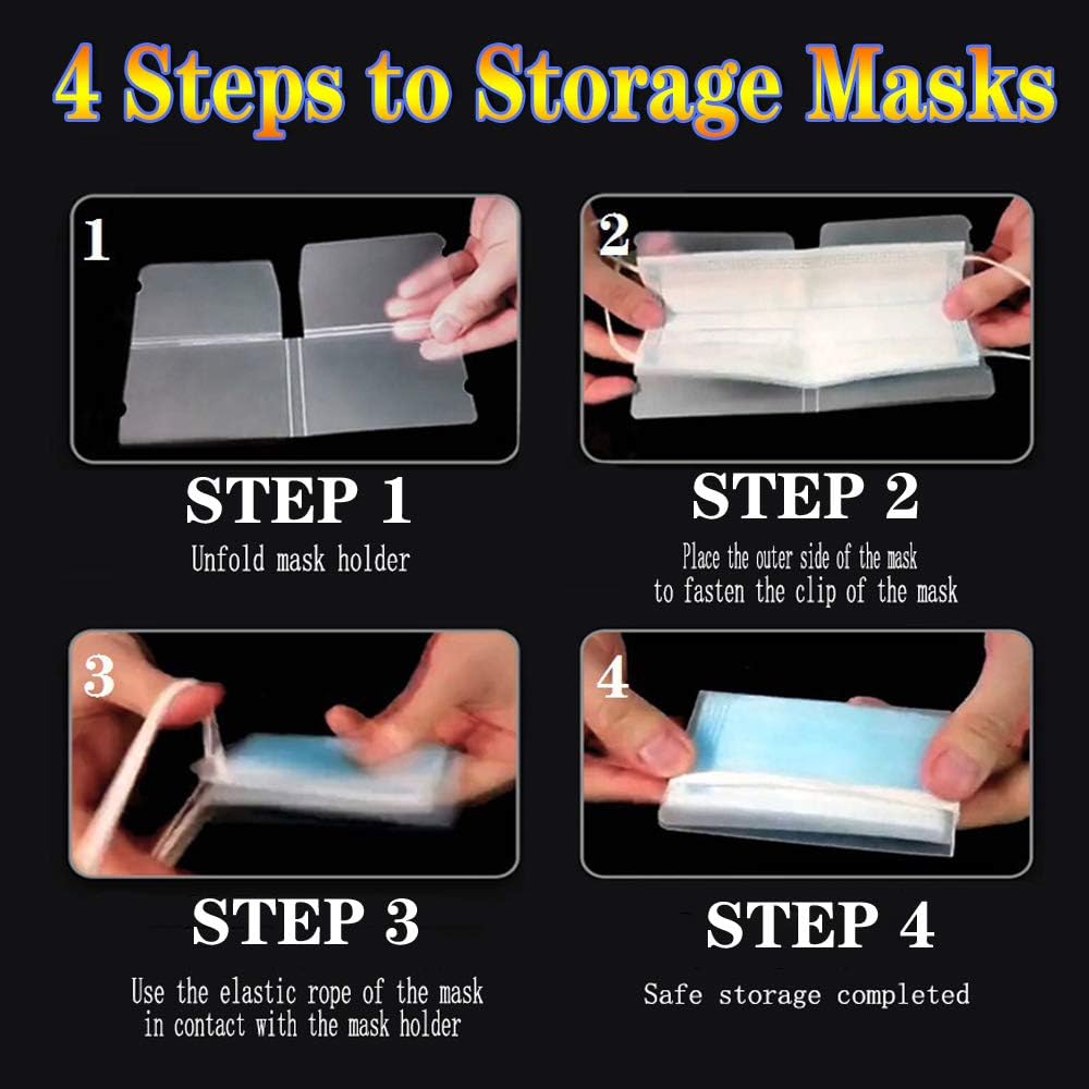 4 Pack Masks Storage Box Portable Mask Case Storage Box , Masks Organizer for Recyclable Mask Case Holder Container Keeper (4 Pack Mask Case Portable +4 pcs Mask clip+4 pcs Mask Lanyard)