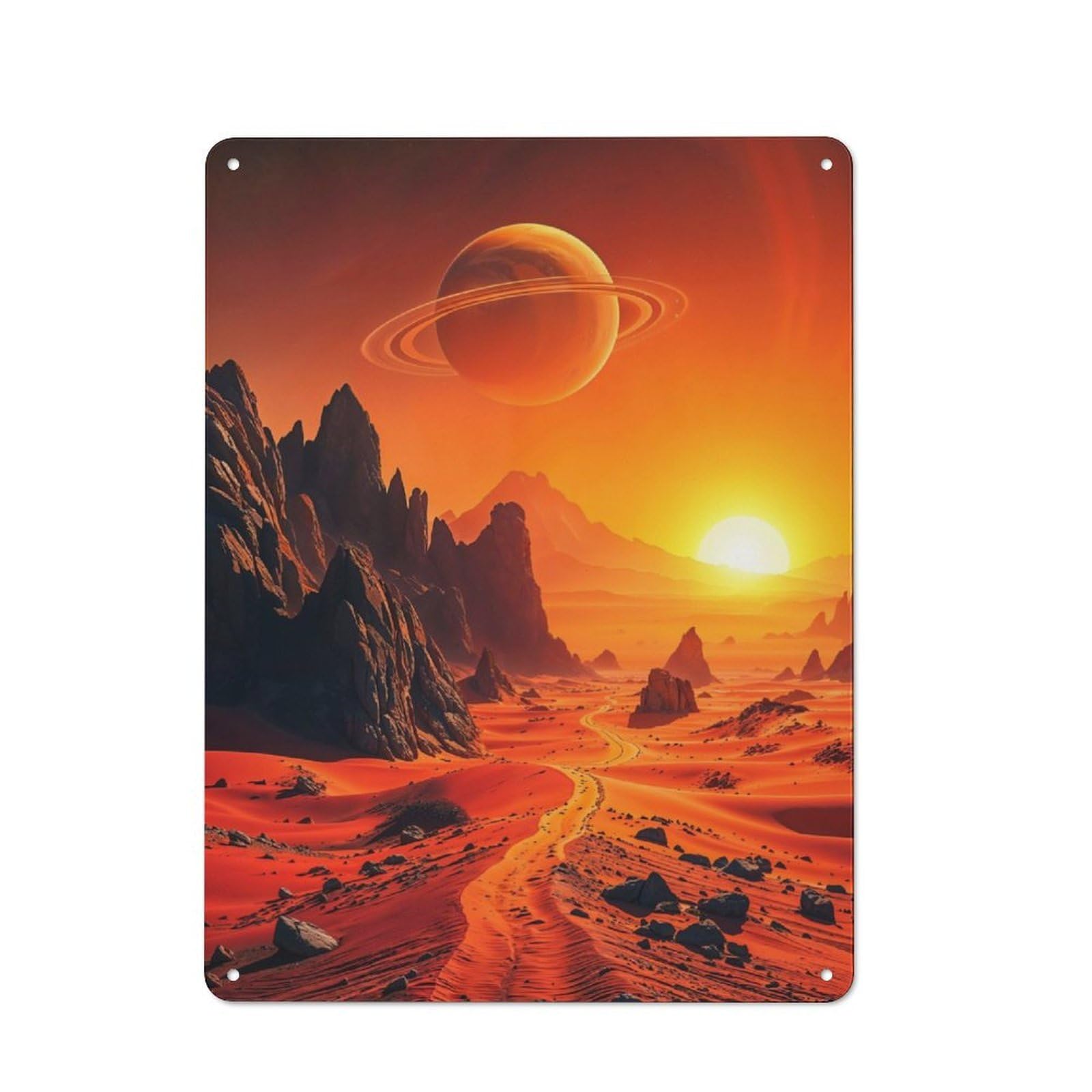 Junmoney Crimson Horizons Call Retro Metal Plaque 40X30cm For Bar Or Restaurant, Suited To Restaurant Interior Fans