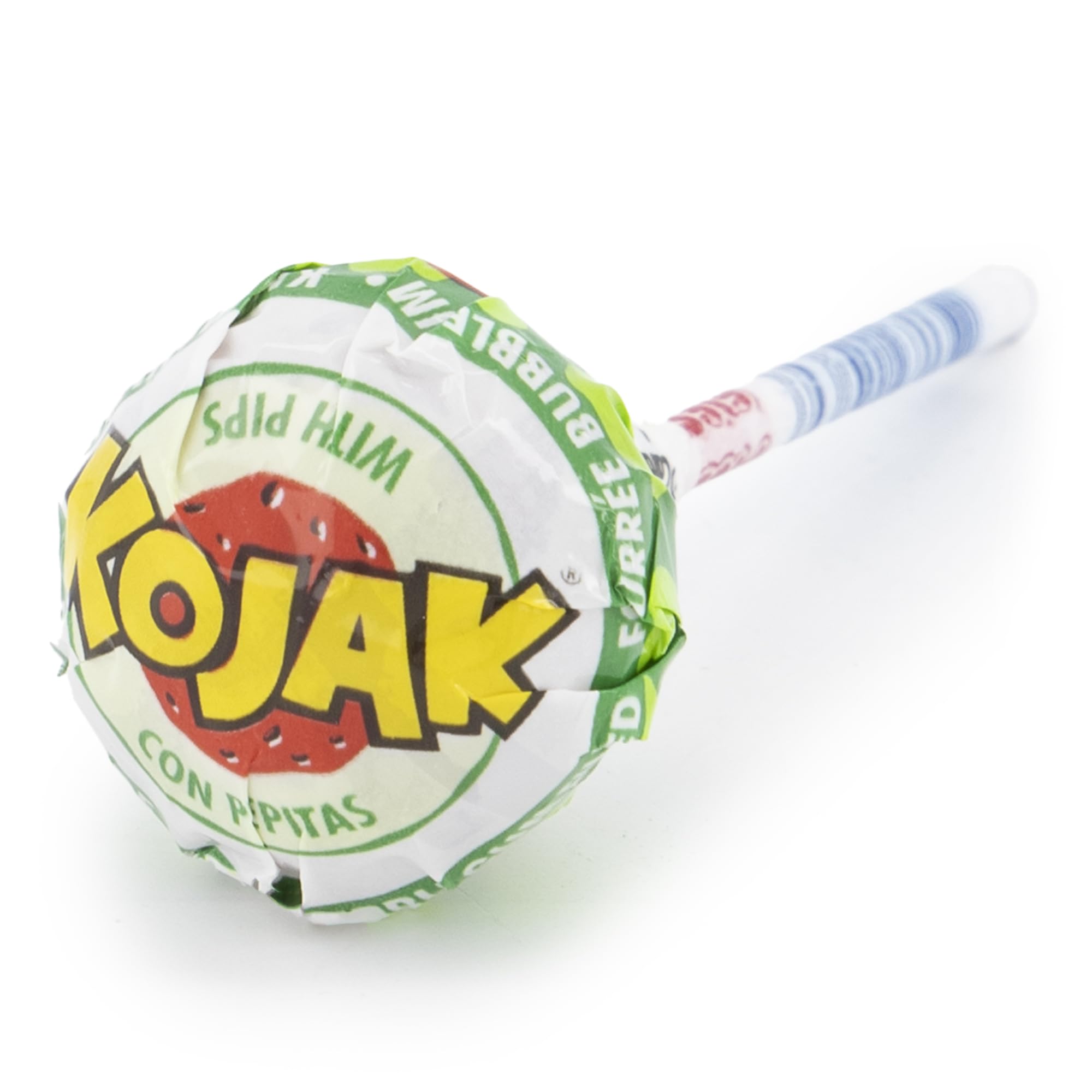 FIESTA Kojak - Sabor Sandía - Con Pepitas de Azúcar - Caramelo con palo relleno de chicle - Caja de 100 unidades