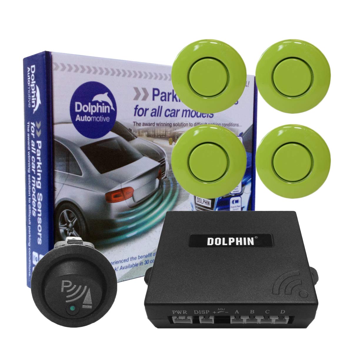 Dolphin Car Van Front Parking Sensors With Longer 6m Leads and Parking Switch in 32 Coloured Options UK (Electric Blue) — view 9