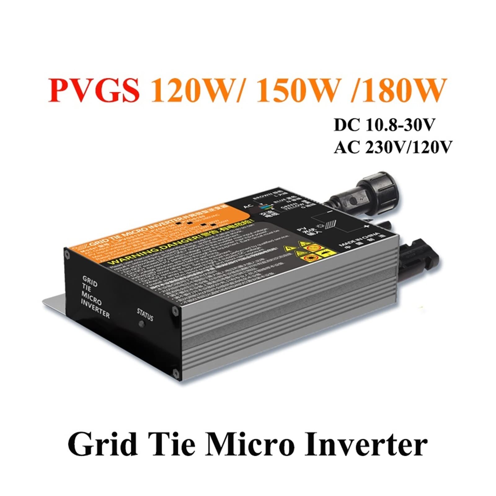 MPPT Solar Grid Tie Micro Inverter PVGS 120W 150W 180W DC10.8-30V do AC110V-230V 50HZ/60HZ Solarny inwerter fotowoltaiczny wodoodporny(PVGS 150W,80V-160VAC)