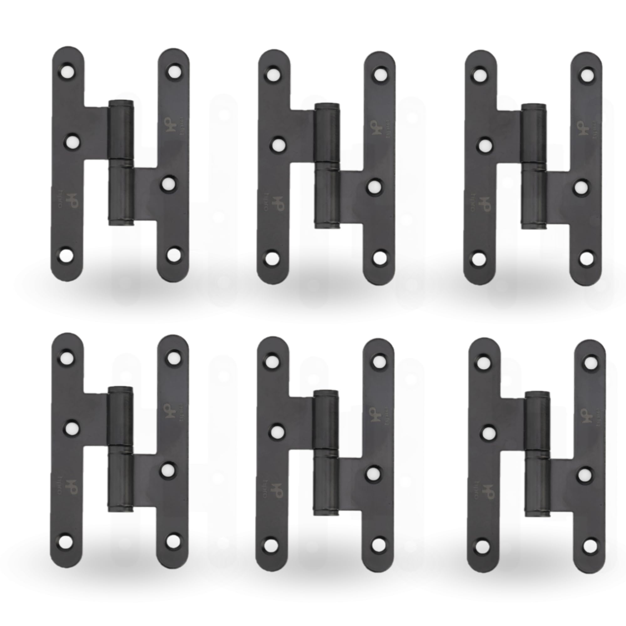 AZERODESIGN Pernio Bisagra Puertas de Madera Interior, Material Acero son Remates pack de 6 unidades medidas de 100 x 57mm con cantos redondos Acabado en Color Negro epoxi (DERECHA)