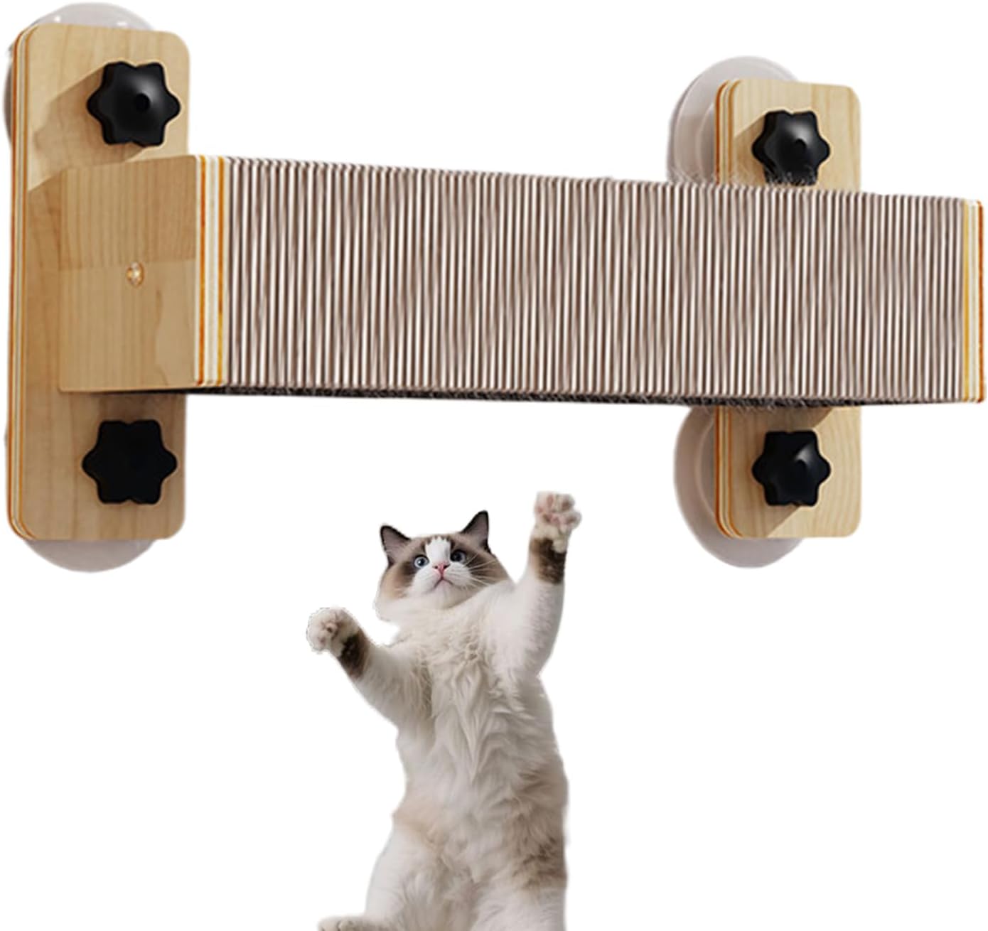 壁掛け式猫家具 - 室内用 キャット ウォール シェルフ タワー - 天然おもちゃ、止まり木付きツリー、爪とぎタワー、階段、窓・家庭