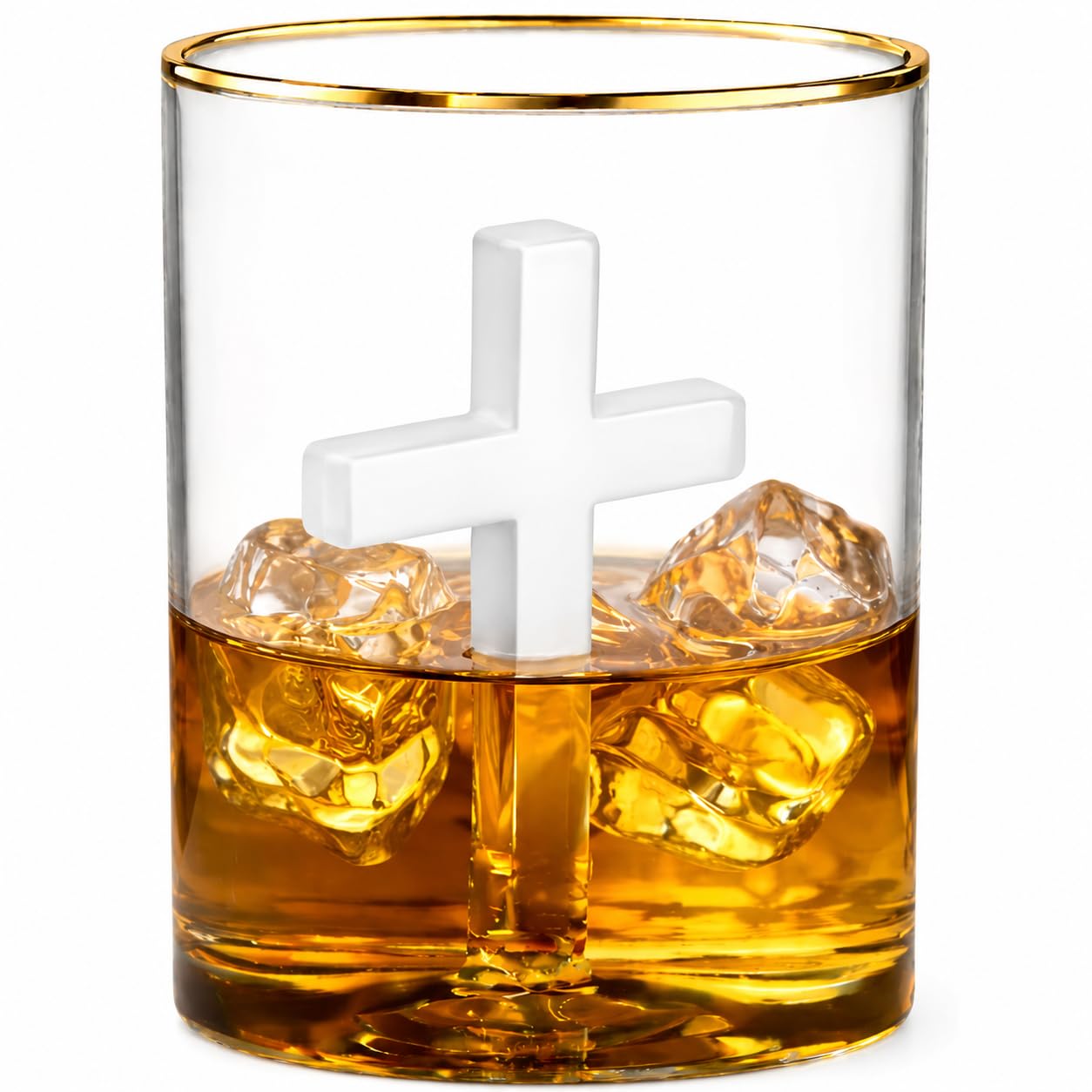 MONARCH CRYSTAL Christian Gift for Men, Crucifix Cross Glass with Gold Rim, Unique Jesus Gift, Religious Drinking Glass, Handcrafted Borosilicate Tumbler for Dad, Husband & Whiskey Lovers โ image 1