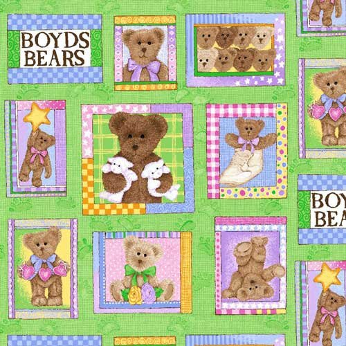 Fat Quarter Boyds Bears Small Panels Cotton Quilting Fabric - SPX