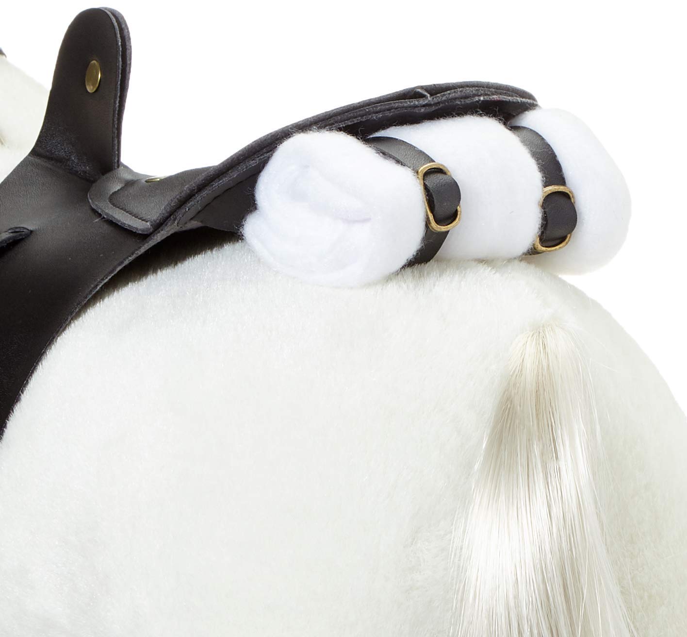 Götz 3403087 Lipizzaner Kämmpferd (Stockmaß 37 cm) – weißes Plüschpferd, Höhe ca. 52 cm für Stehpuppen – mit Sattel, Zaumzeug und Picknickdecke
