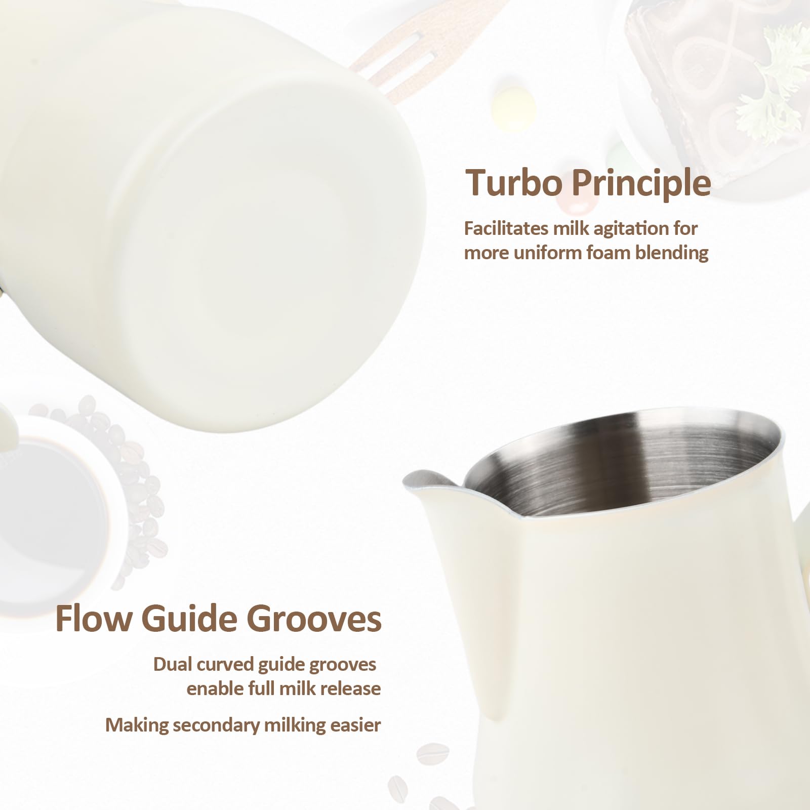 Bricco Latte 350 ml/12 oz, Bollilatte Acciaio Inox, Lattiera Latte Art, Brocca Latte Schiuma Professionale per Cappuccino, Espresso, Gli Amanti del Caffè (Nero)