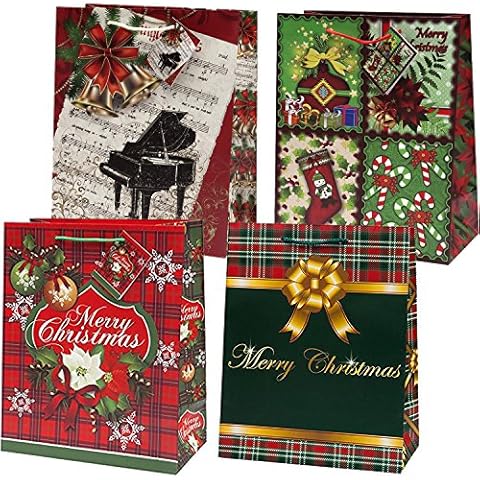 Gift Boutique 12 Extra Large Christmas Jumbo Gift Bags Huge Bulk Holiday Assortment with Handles & Tags for Wrapping Gifts Cover