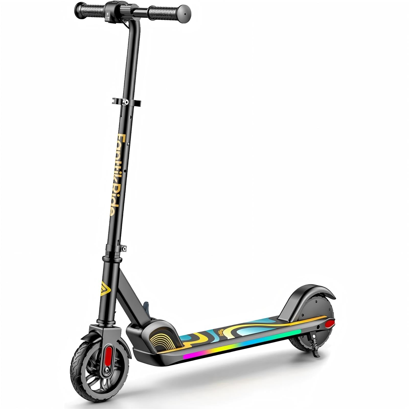 C9 Pro Kids Electric Scooter Ages 8-12, Colorful Rainbow Lights, E-Scooter for Kids 3.9-5.2 ft, 132 lbs, 5 Miles Range, Up to 40 min Ride Time, 5/8/10 MPH, 3 Adjustable Heights