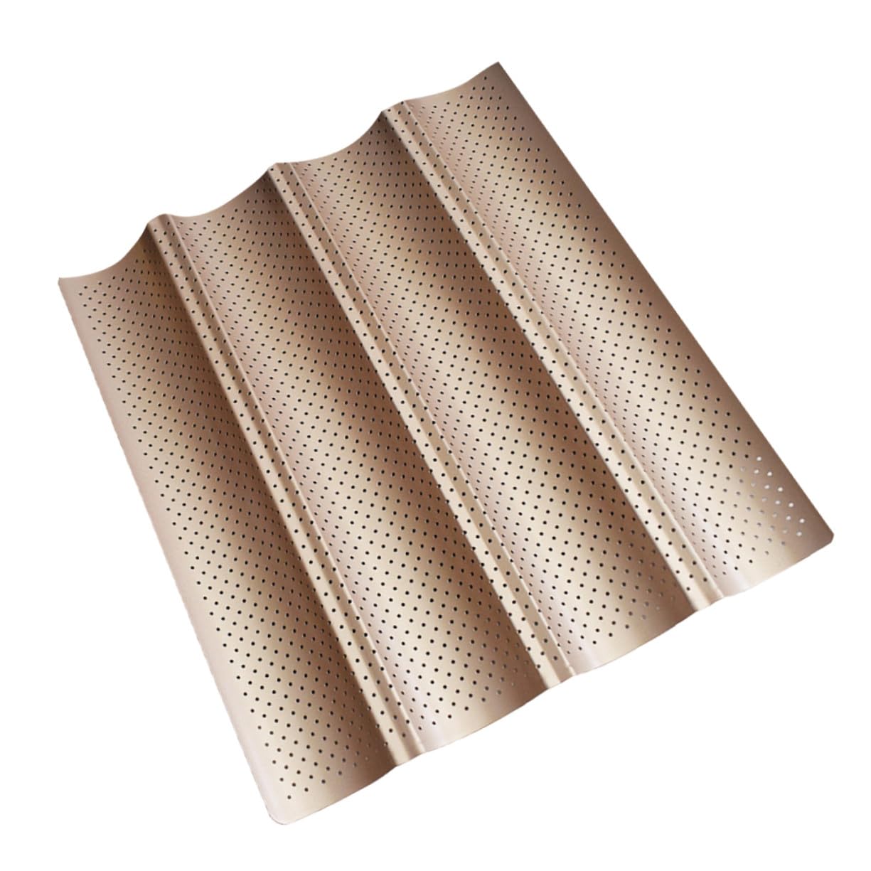 Bandeja para Hornear Baguettes Antiadherente con Ranuras y Orificios Molde Resistente al Calor para Pan Francés Utensilio para Horno Doméstico Color Dorado